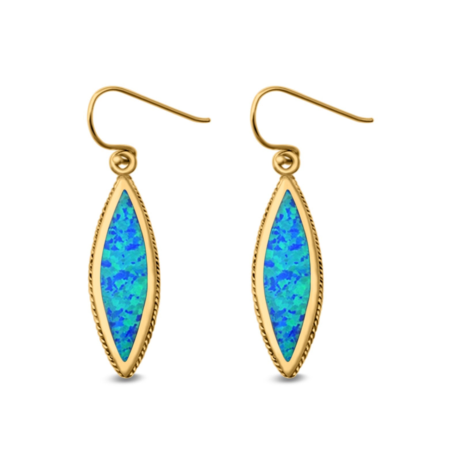 Drop Dangle Earrings Lab Created Opal 925 Sterling Silver (21mm)