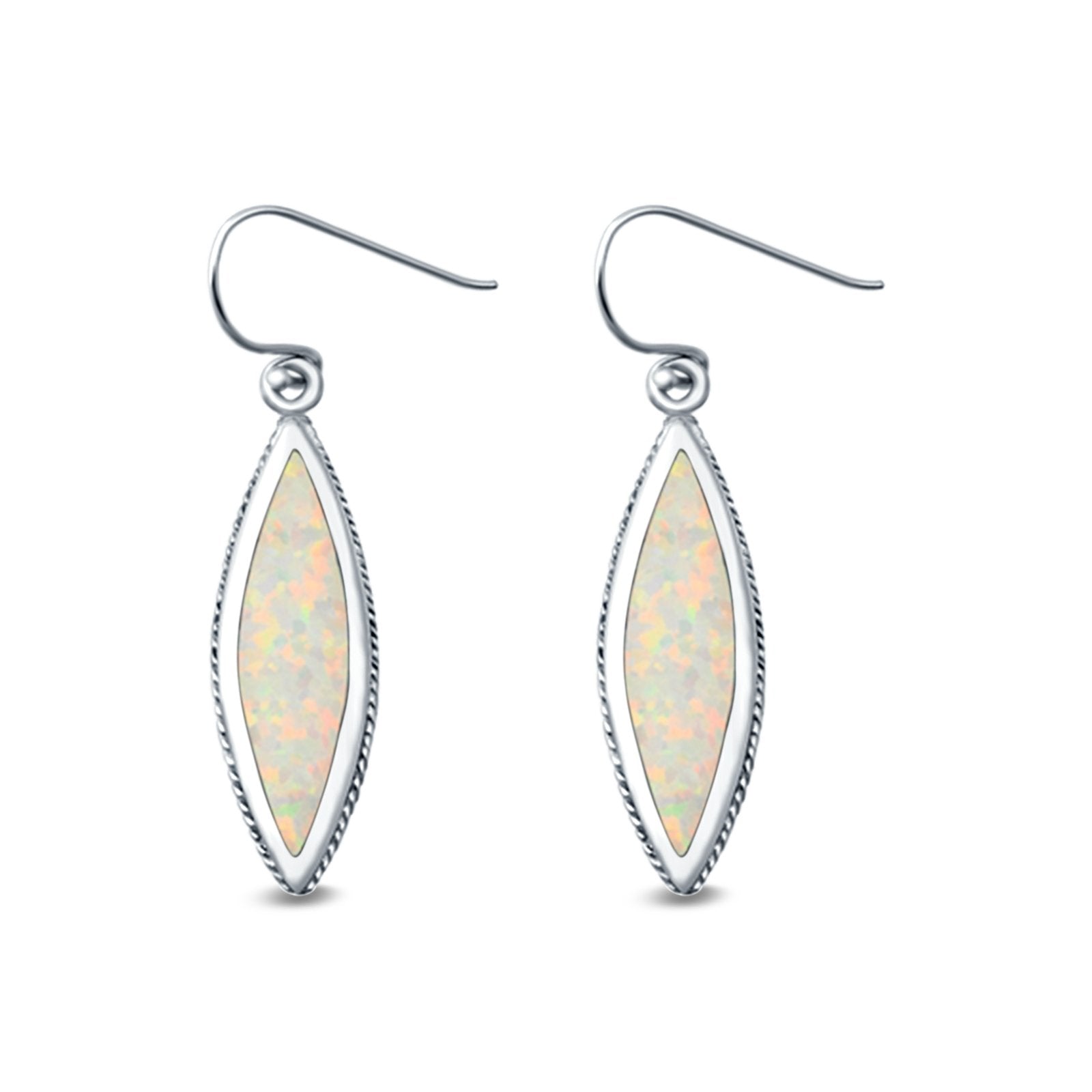 Drop Dangle Earrings Lab Created Opal 925 Sterling Silver (21mm)