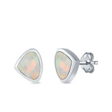Pear Stud Earrings Lab Created Opal 925 Sterling Silver (7mm)