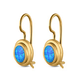 Oval Lever Back Earrings Lab Created Opal 925 Sterling Silver (13mm)