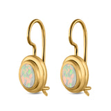 Oval Lever Back Earrings Lab Created Opal 925 Sterling Silver (13mm)