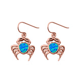 Crab Drop Dangle Earrings Round Lab Created Opal 925 Sterling Silver (20mm)