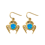 Crab Drop Dangle Earrings Round Lab Created Opal 925 Sterling Silver (20mm)