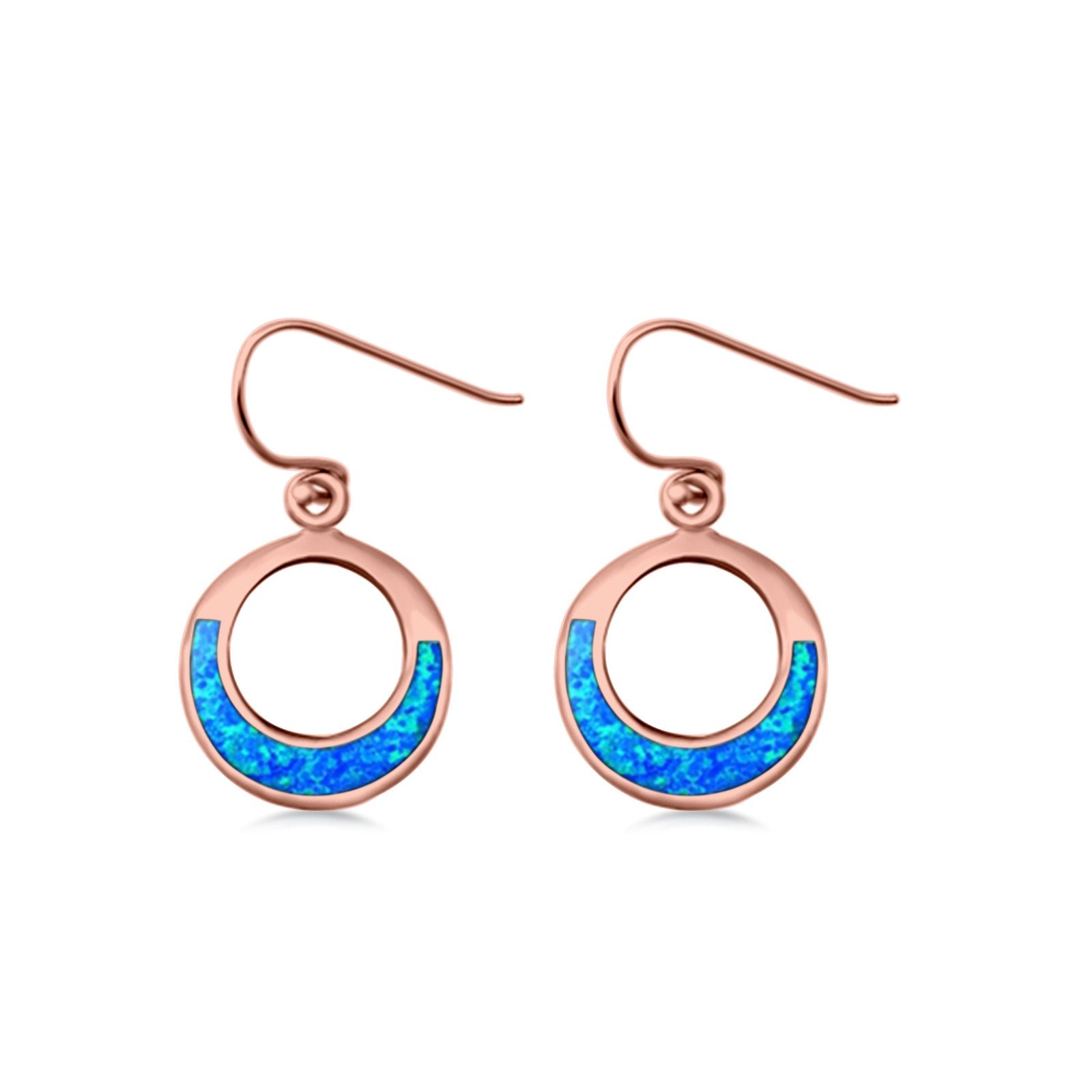Round Drop Dangle Earrings Lab Created Opal 925 Sterling Silver (15mm)