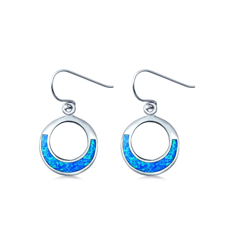 Round Drop Dangle Earrings Lab Created Opal 925 Sterling Silver (15mm)