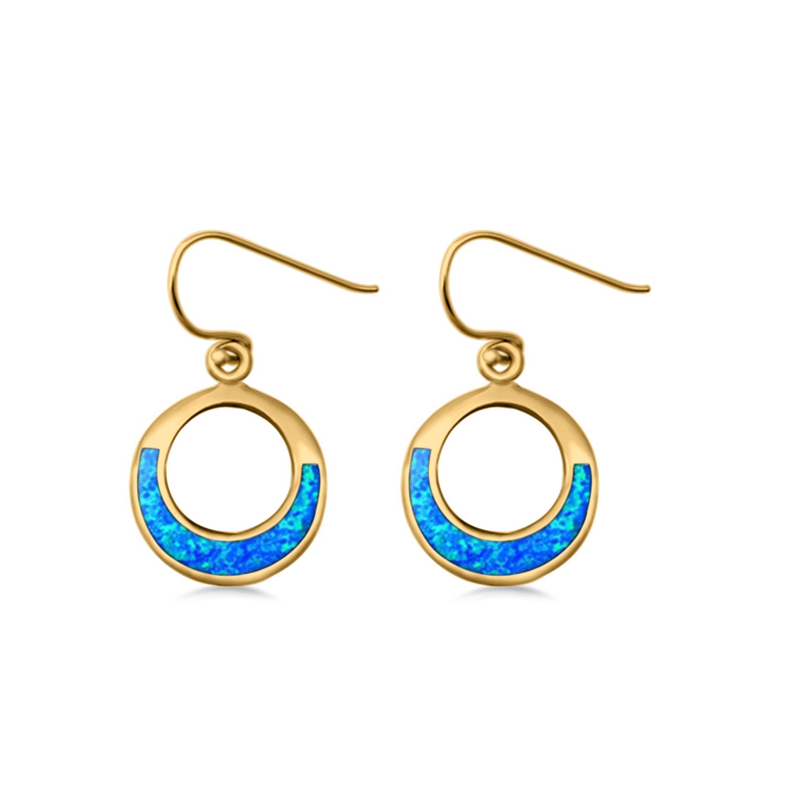 Round Drop Dangle Earrings Lab Created Opal 925 Sterling Silver (15mm)