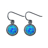 Drop Dangle Earrings Round Lab Created Opal 925 Sterling Silver (12mm)