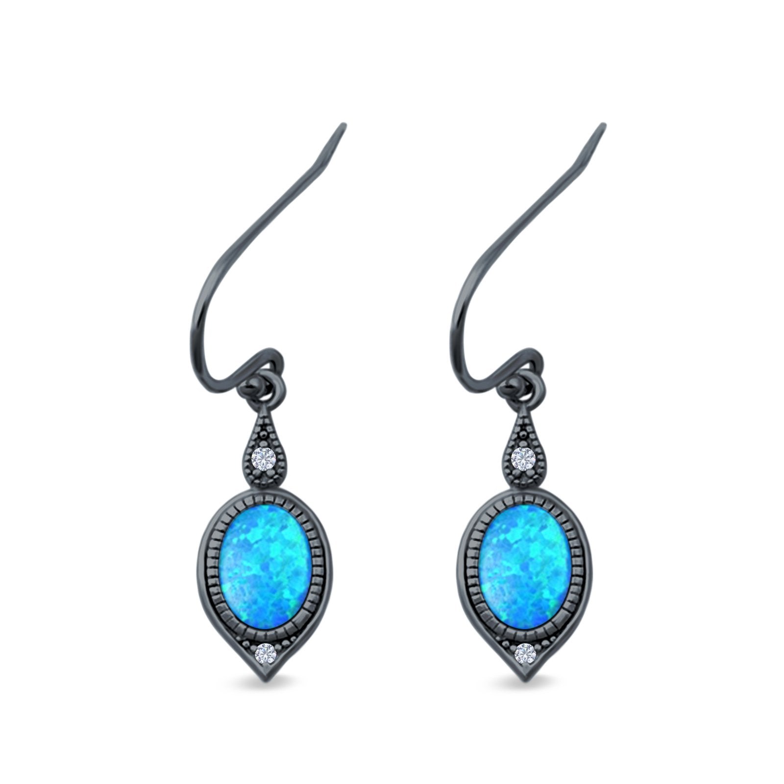 Drop Dangle Earrings Lab Created Opal 925 Sterling Silver (16mm)