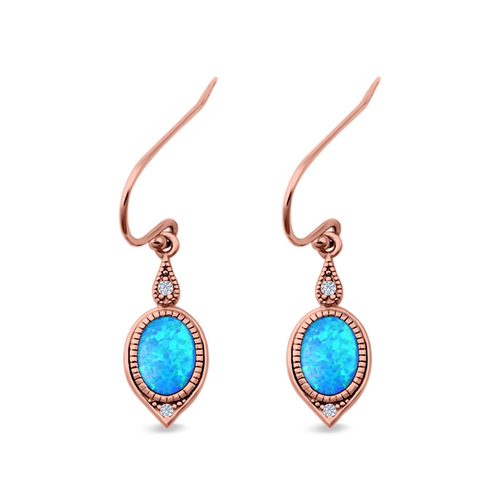 Drop Dangle Earrings Lab Created Opal 925 Sterling Silver (16mm)