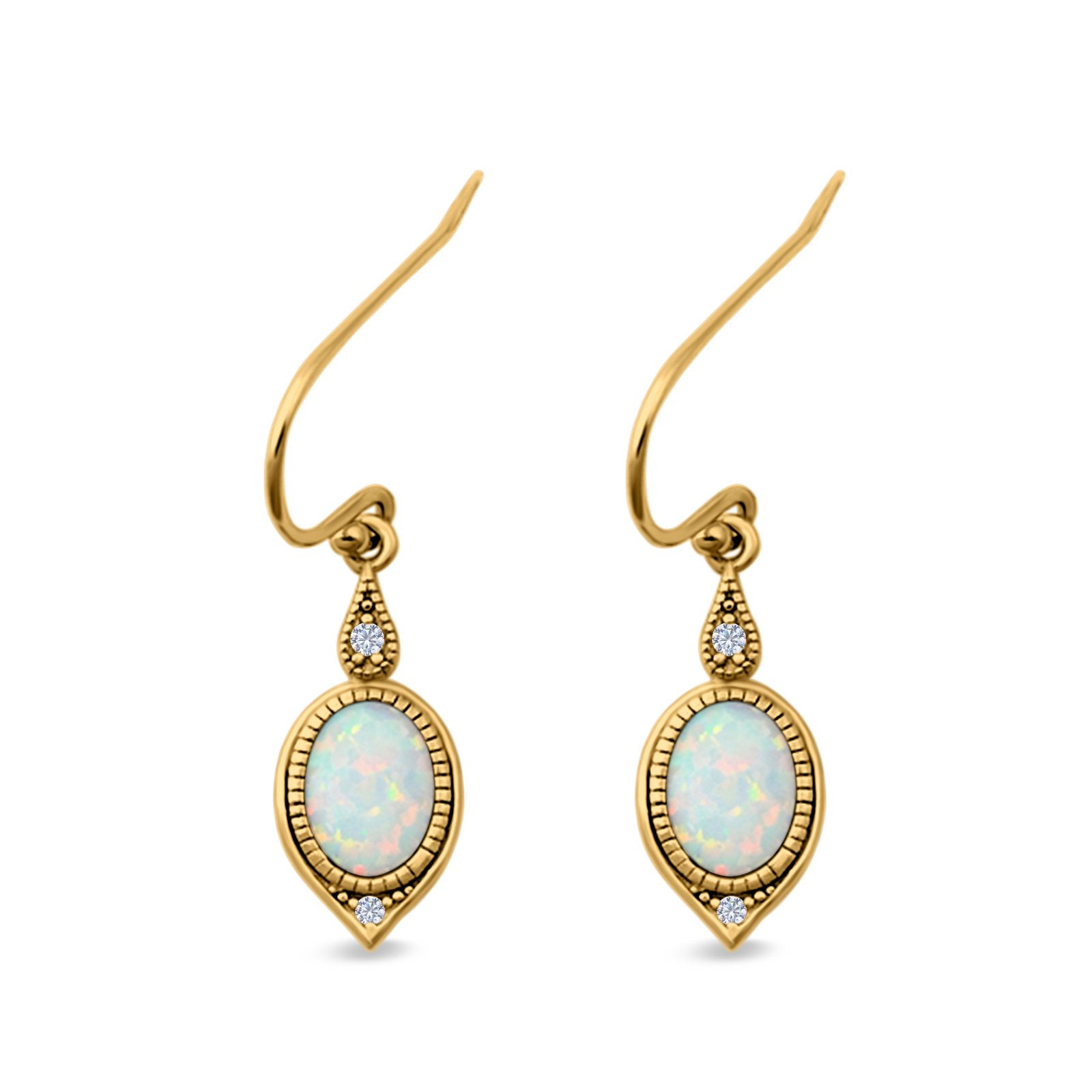 Drop Dangle Earrings Lab Created Opal 925 Sterling Silver (16mm)