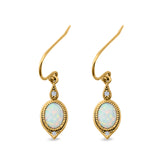 Drop Dangle Earrings Lab Created Opal 925 Sterling Silver (16mm)