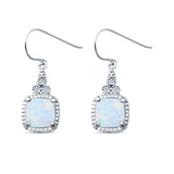 Drop Dangle Earrings Cushion Cut Lab Created Opal 925 Sterling Silver (15mm)