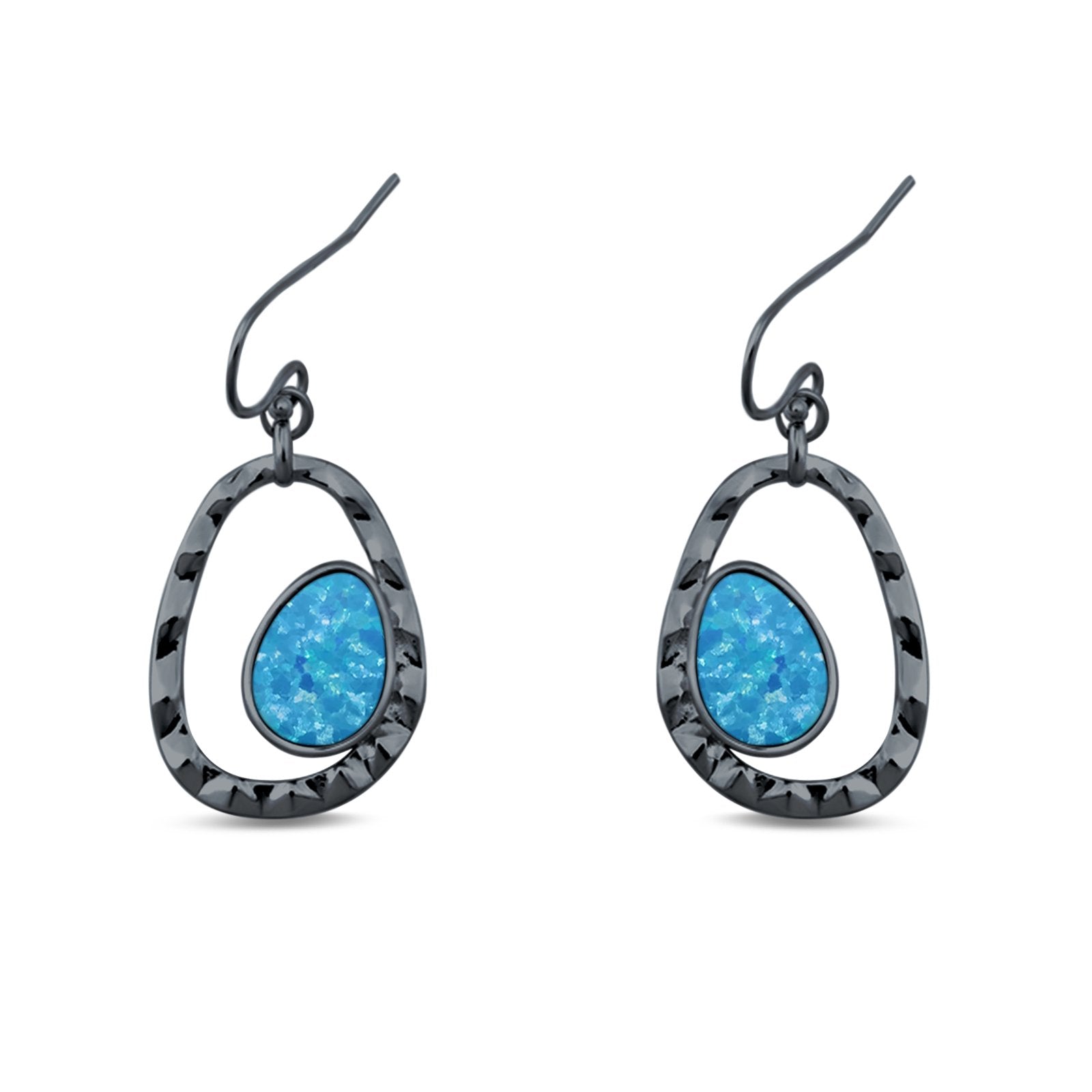 Drop Dangle Earrings Lab Created Opal 925 Sterling Silver (26mm)