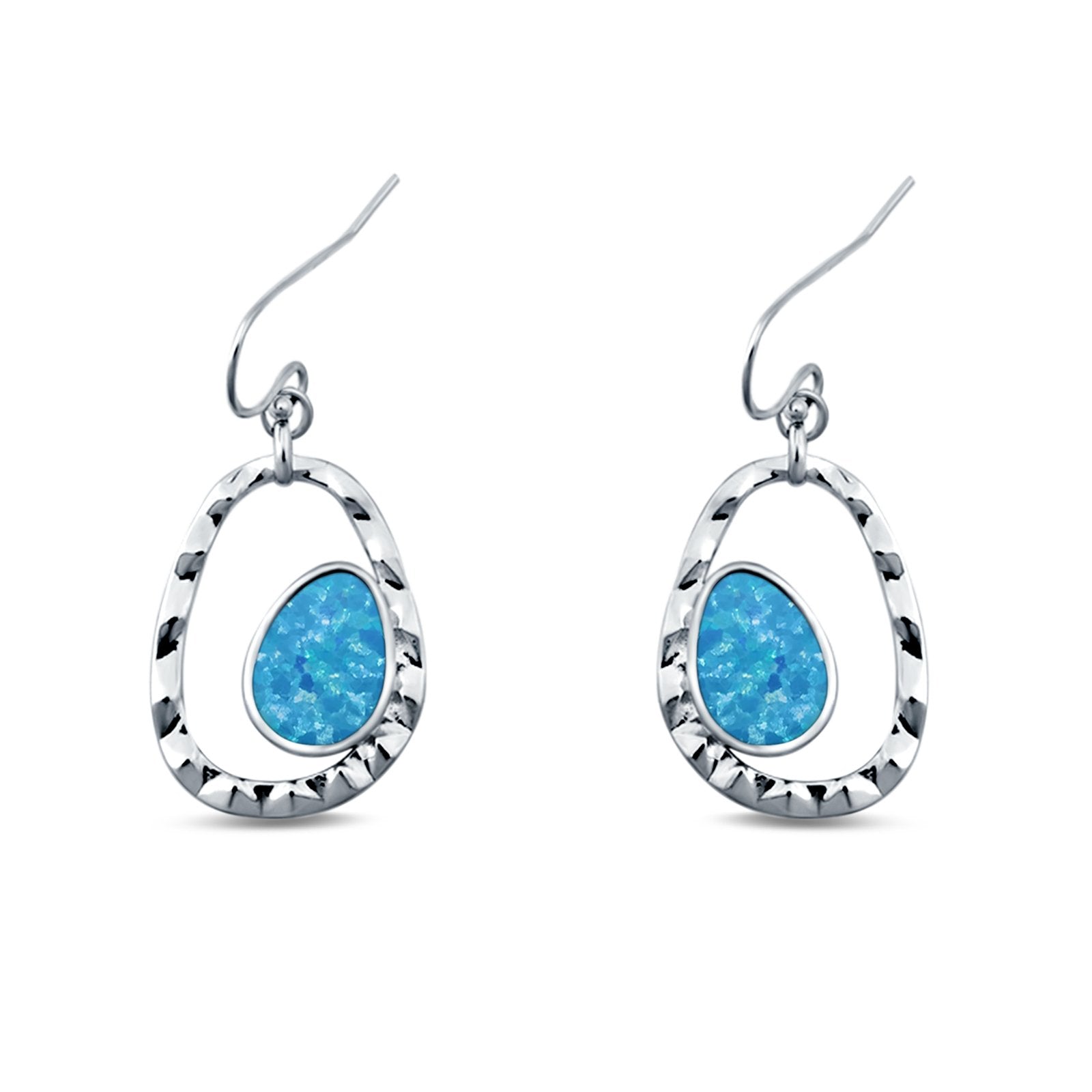 Drop Dangle Earrings Lab Created Opal 925 Sterling Silver (26mm)