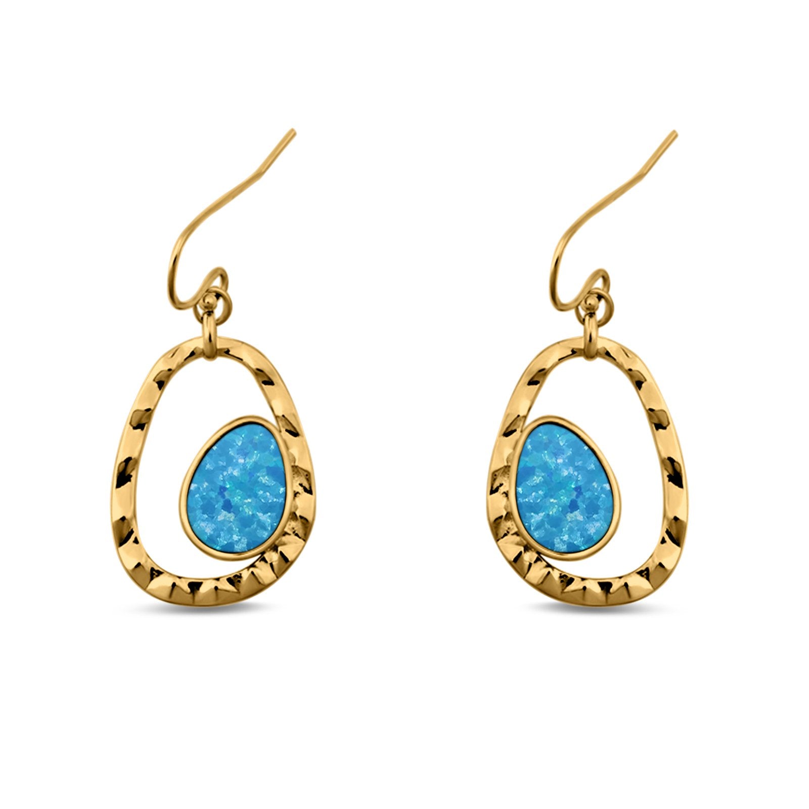 Drop Dangle Earrings Lab Created Opal 925 Sterling Silver (26mm)