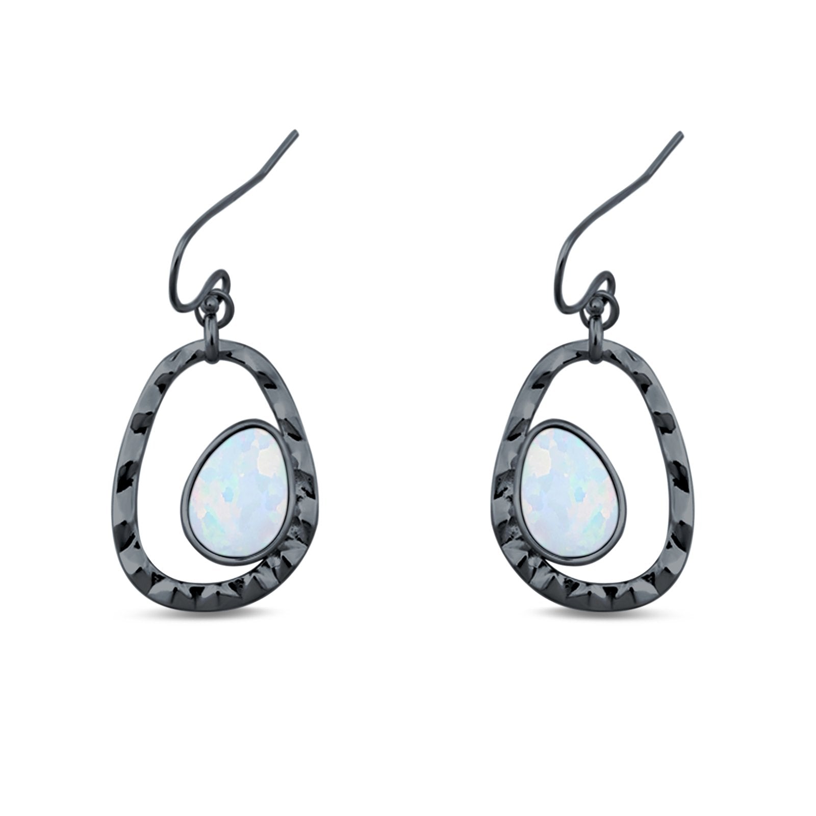 Drop Dangle Earrings Lab Created Opal 925 Sterling Silver (26mm)