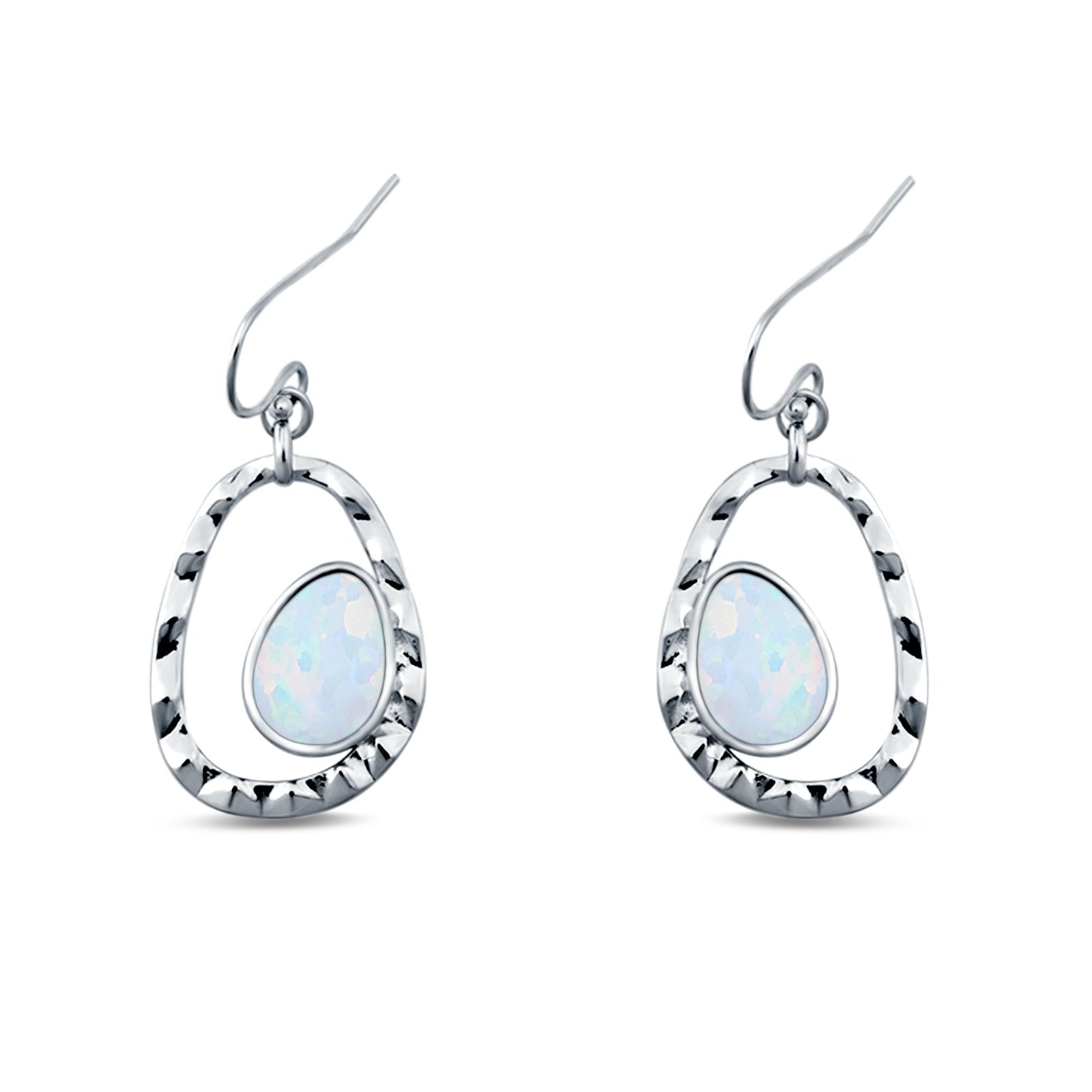Drop Dangle Earrings Lab Created Opal 925 Sterling Silver (26mm)