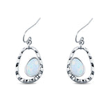 Drop Dangle Earrings Lab Created Opal 925 Sterling Silver (26mm)