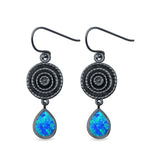 Teardrop Drop Dangle Earrings Pear Lab Created Opal 925 Sterling Silver (26mm)