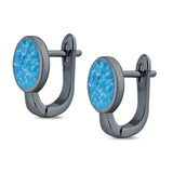 Stud Earrings Oval Lab Created Opal 925 Sterling Silver (14mm)