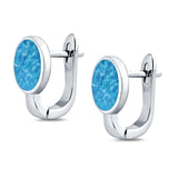 Stud Earrings Oval Lab Created Opal 925 Sterling Silver (14mm)