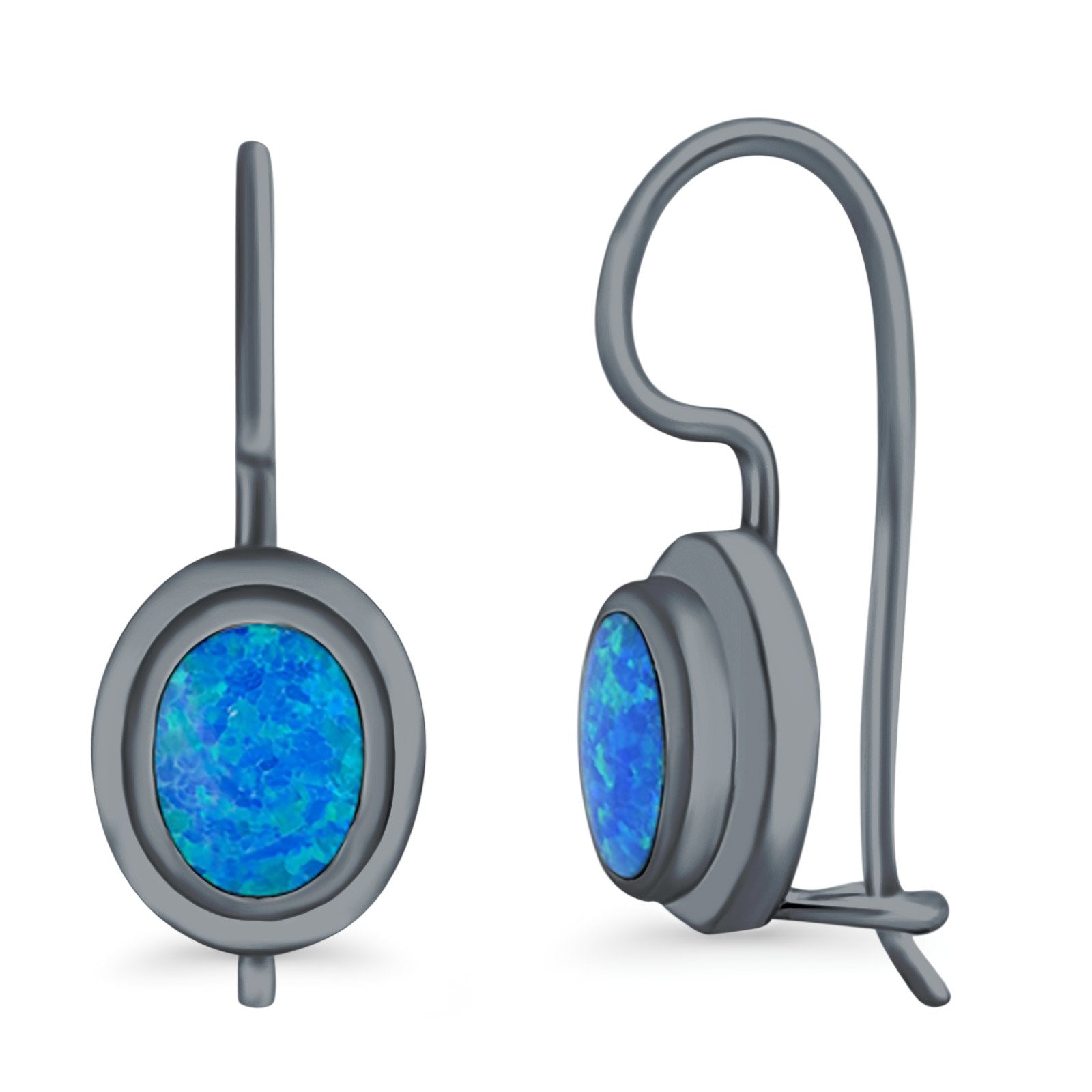 Dangling Leverback Earrings Created Opal 925 Sterling Silver (11mm)