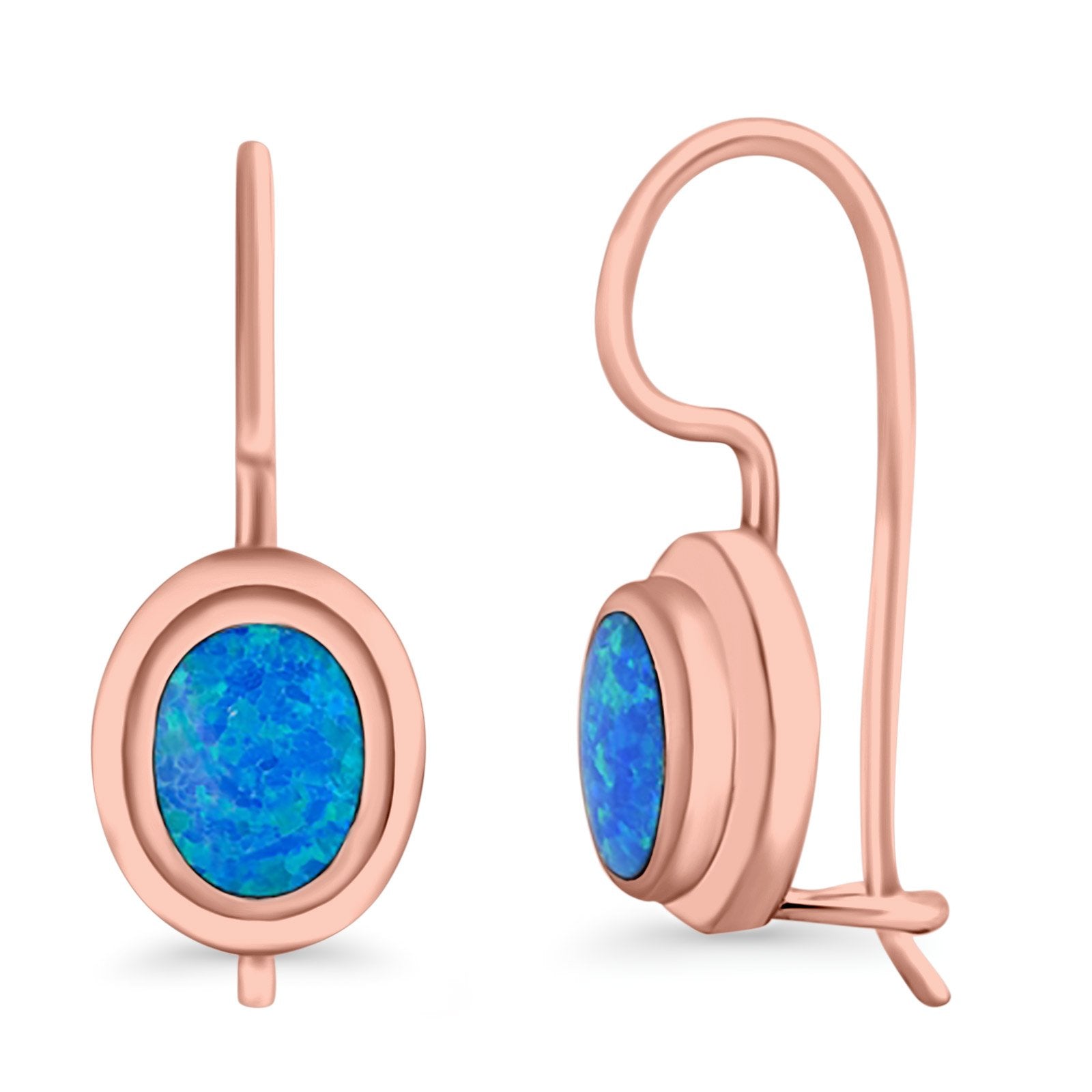 Dangling Leverback Earrings Created Opal 925 Sterling Silver (11mm)