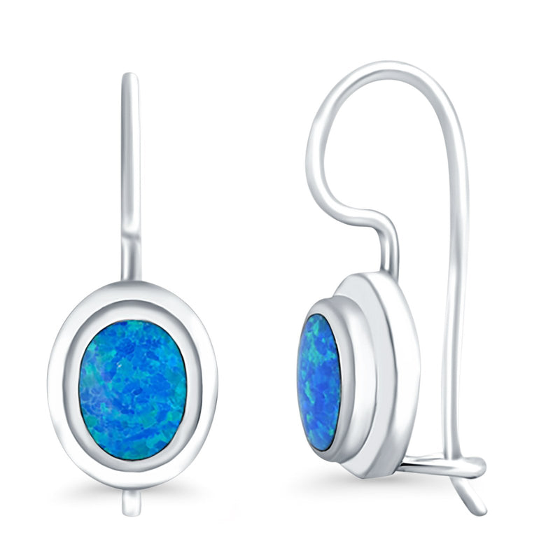 Dangling Leverback Earrings Created Opal 925 Sterling Silver (11mm)