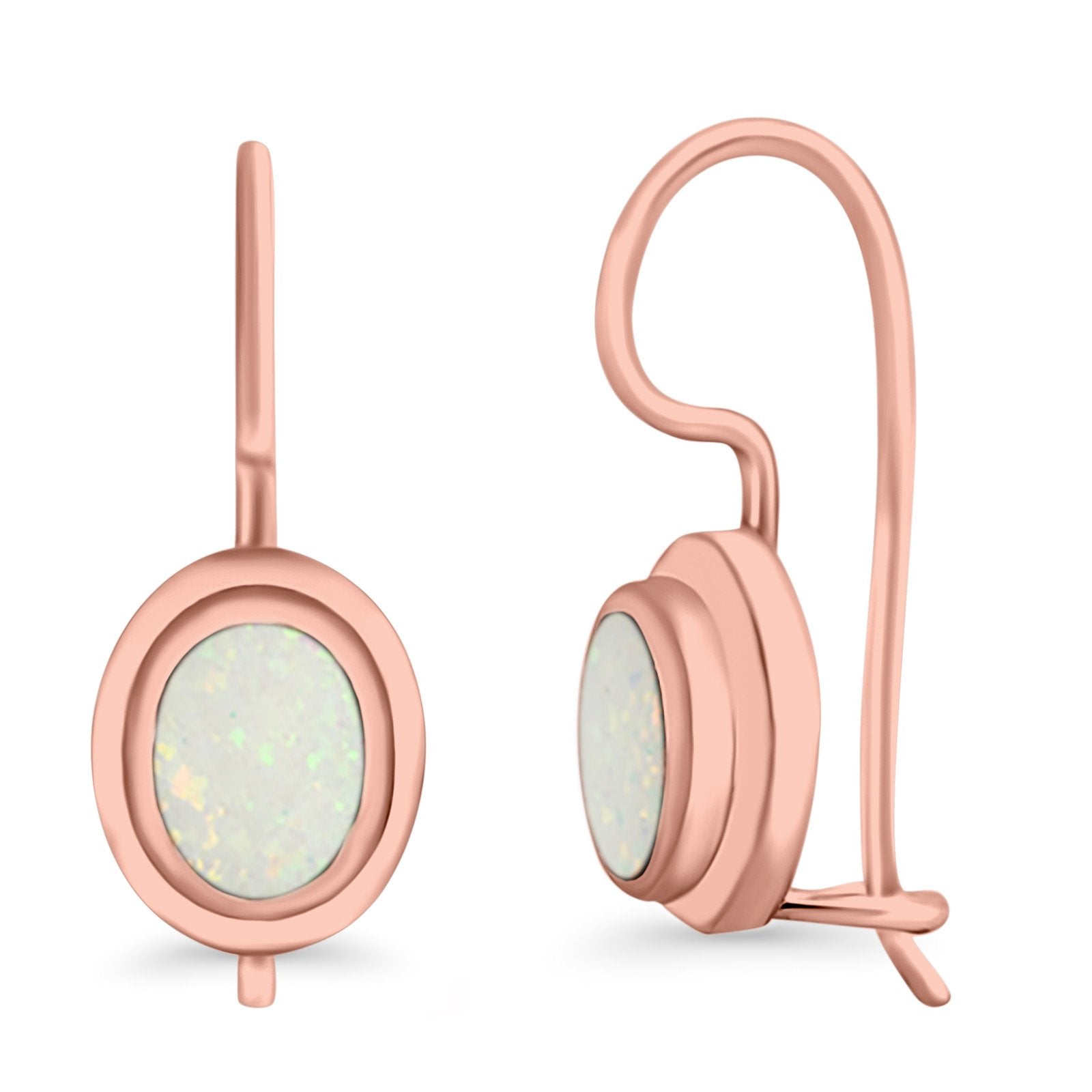 Dangling Leverback Earrings Created Opal 925 Sterling Silver (11mm)