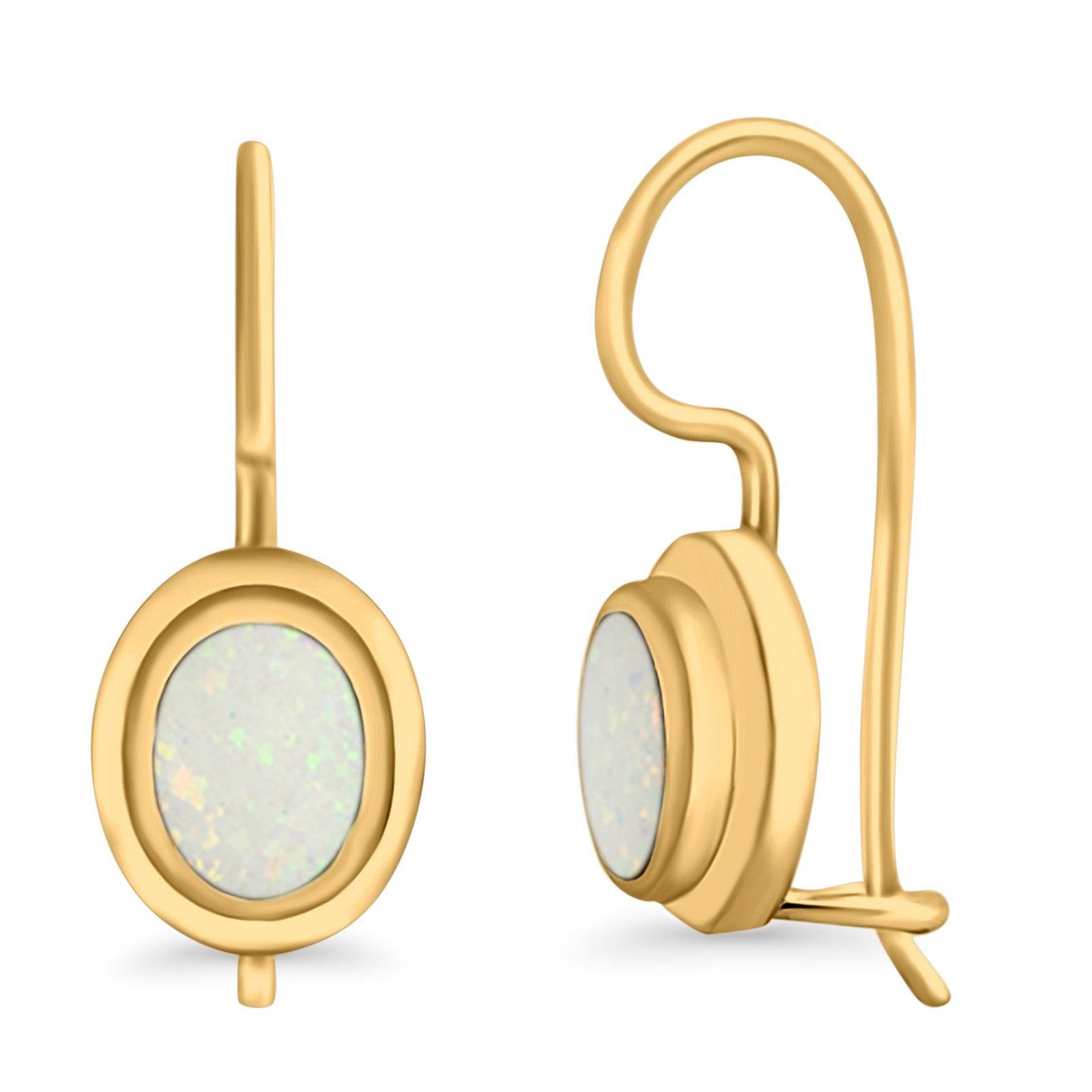 Dangling Leverback Earrings Created Opal 925 Sterling Silver (11mm)