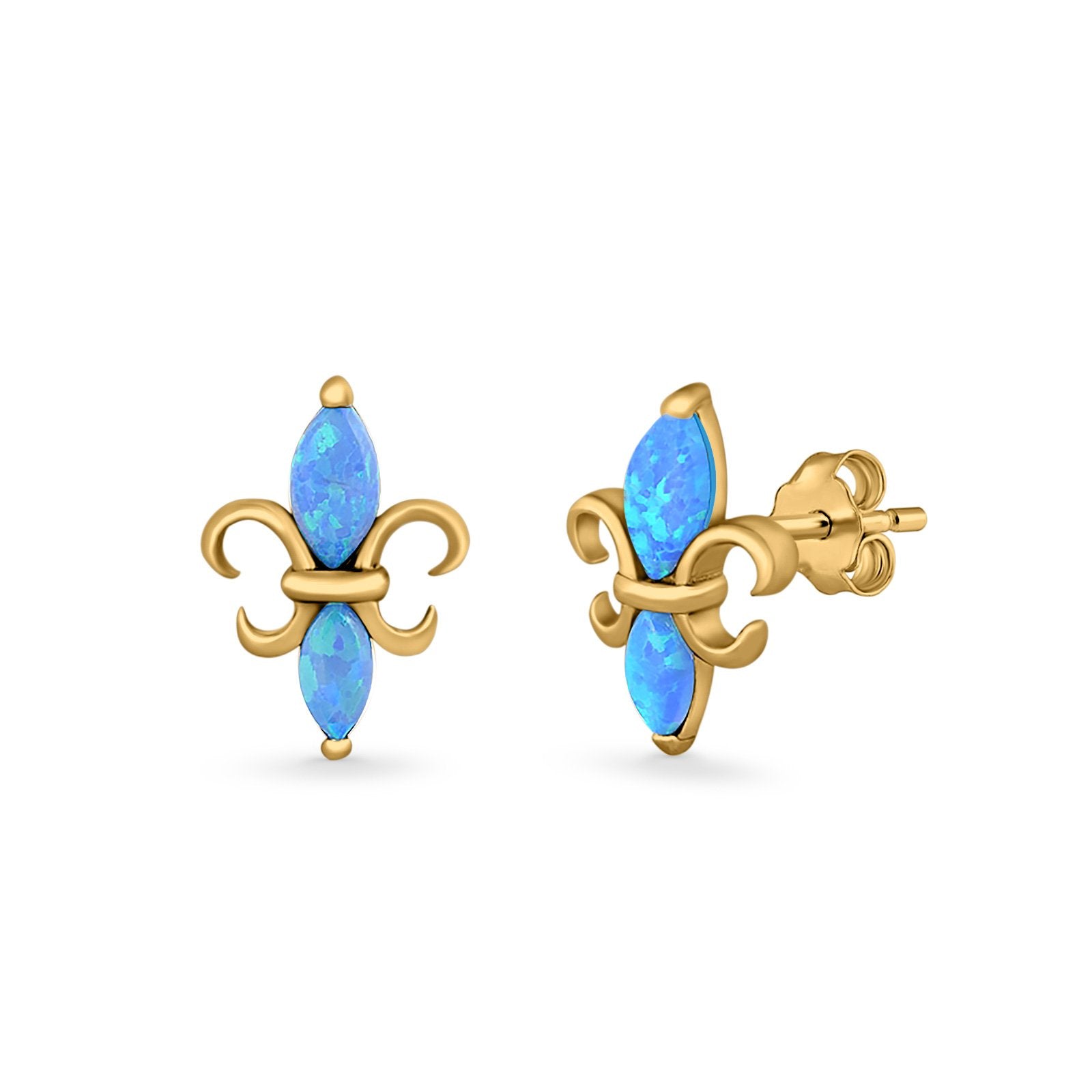 Stud Earrings Created Opal 925 Sterling Silver (12mm)