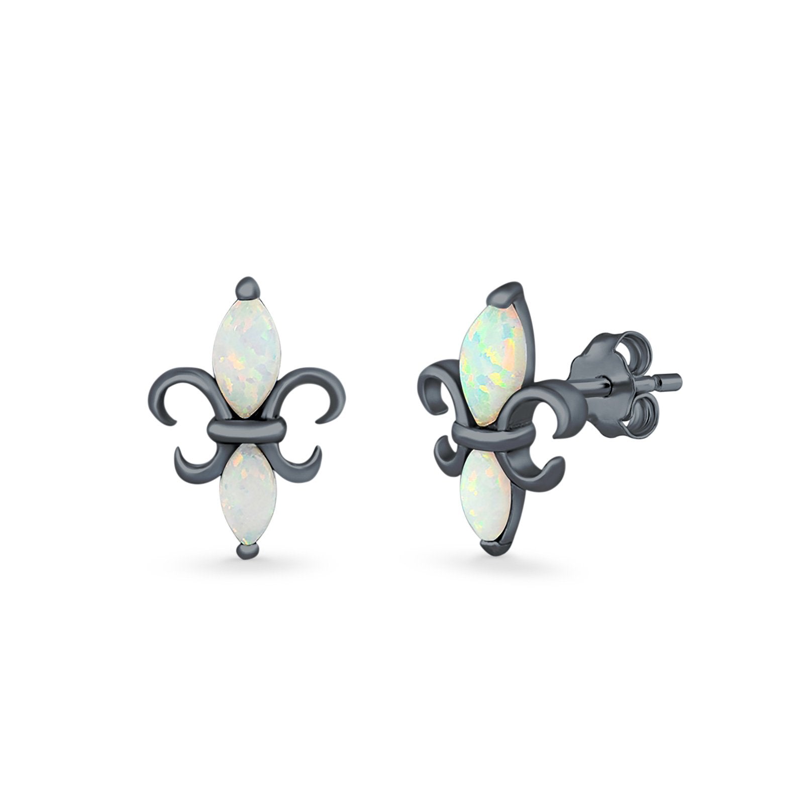 Stud Earrings Created Opal 925 Sterling Silver (12mm)