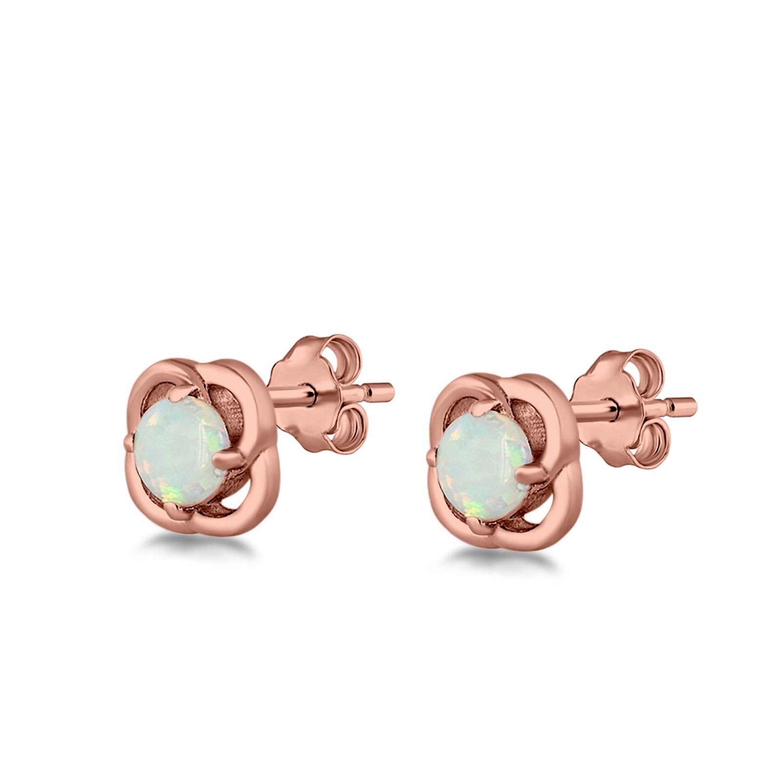 Stud Earrings Created Opal 925 Sterling Silver (6mm)