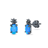 Pineapple Stud Earrings Lab Created Opal 925 Sterling Silver (15mm)