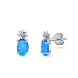 Pineapple Stud Earrings Lab Created Opal 925 Sterling Silver (15mm)