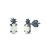 Pineapple Stud Earrings Lab Created Opal 925 Sterling Silver (15mm)