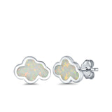 Cloud Stud Earrings Lab Created Opal 925 Sterling Silver (7mm)