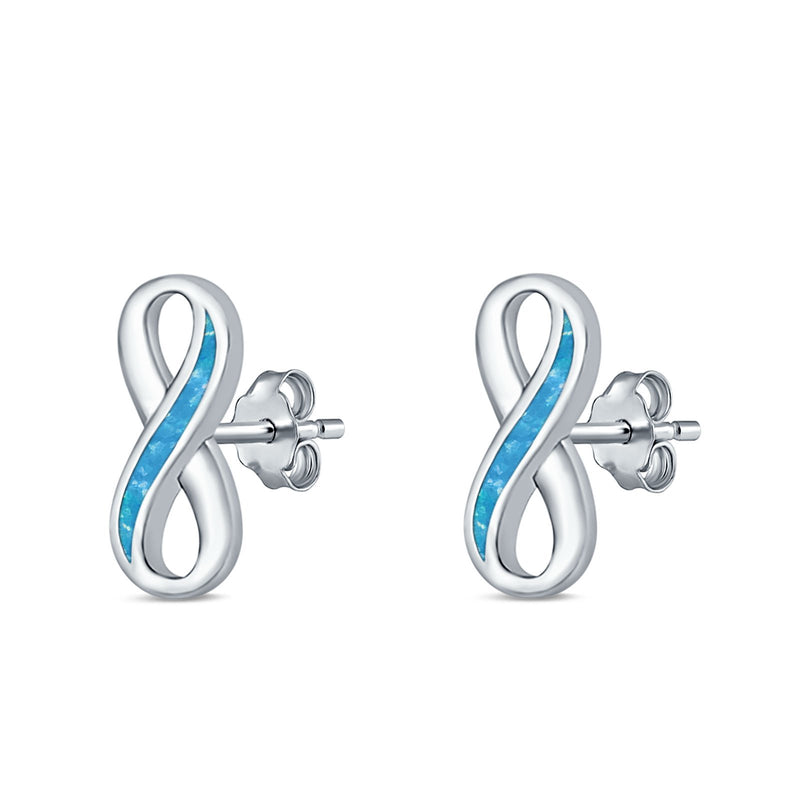 Infinity Stud Earrings Lab Created Opal 925 Sterling Silver (11mm)