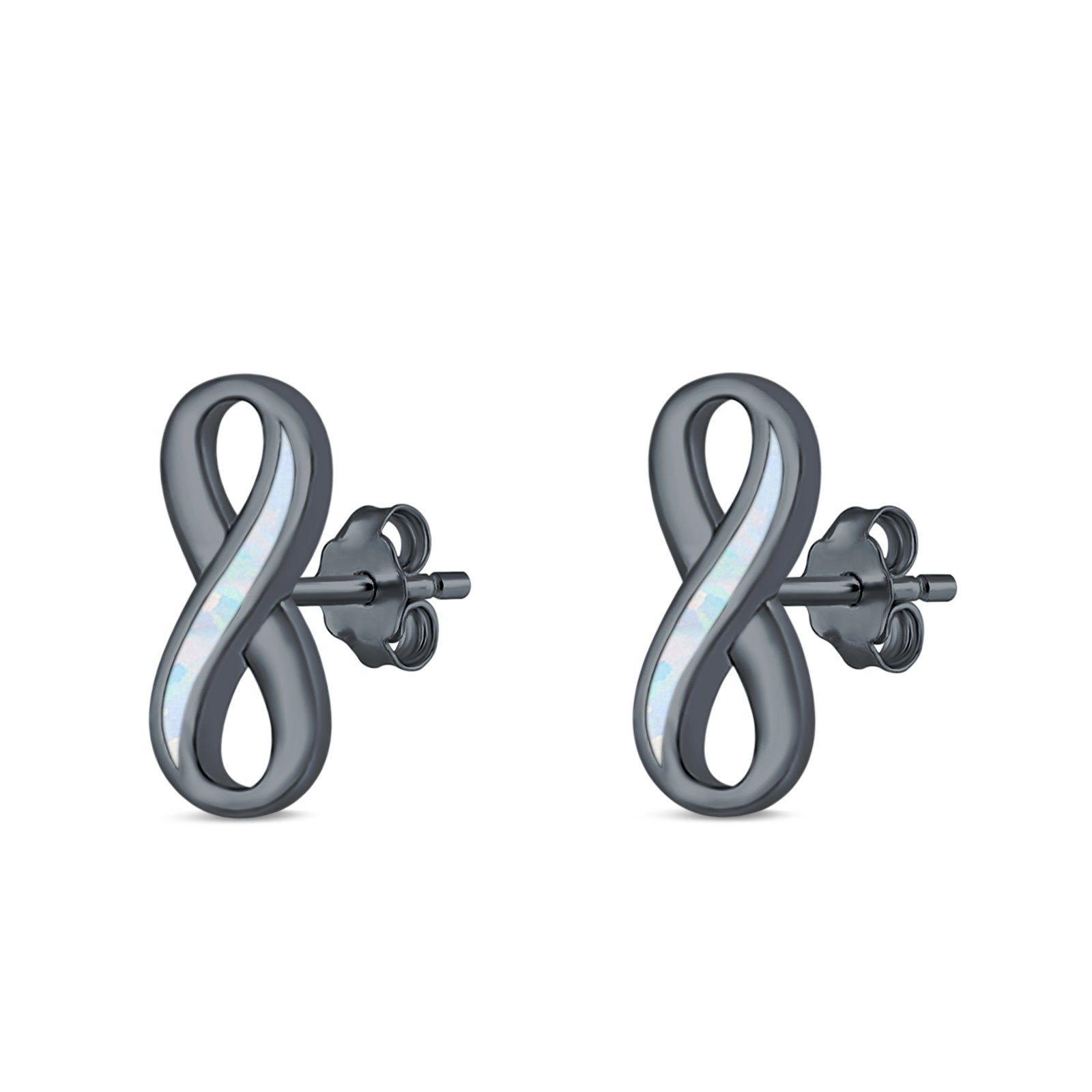 Infinity Stud Earrings Lab Created Opal 925 Sterling Silver (11mm)