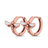 Dragonfly Hoop Huggie Earrings Lab Created Opal 925 Sterling Silver