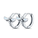 Dragonfly Hoop Huggie Earrings Lab Created Opal 925 Sterling Silver