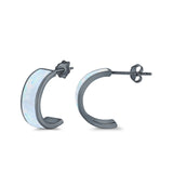 Half Hoop Stud Earrings Lab Created Opal 925 Sterling Silver (15mm)