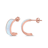 Half Hoop Stud Earrings Lab Created Opal 925 Sterling Silver (15mm)