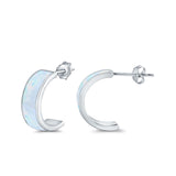 Half Hoop Stud Earrings Lab Created Opal 925 Sterling Silver (15mm)