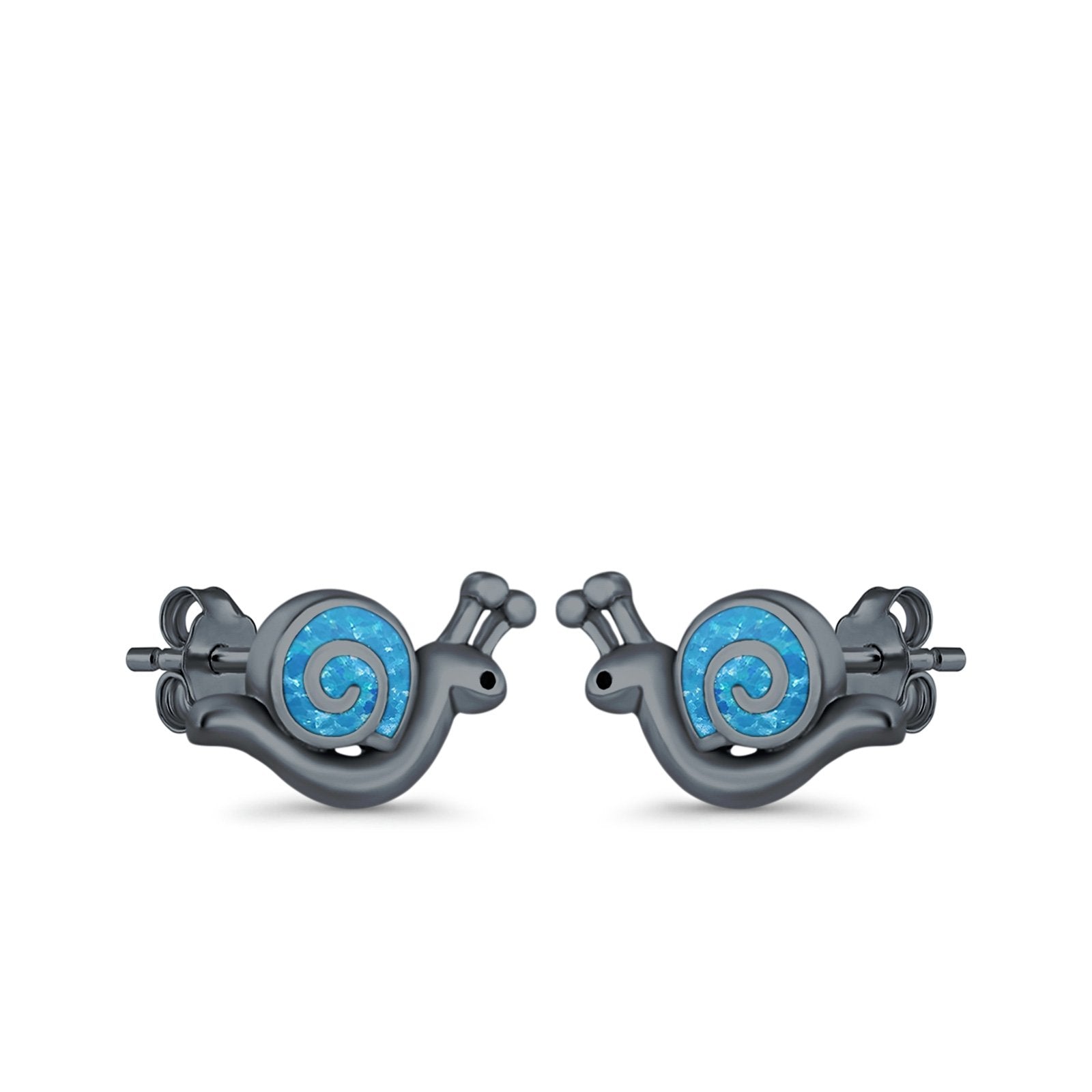 Swirl Snail Stud Earrings Lab Created Opal 925 Sterling Silver (9mm)