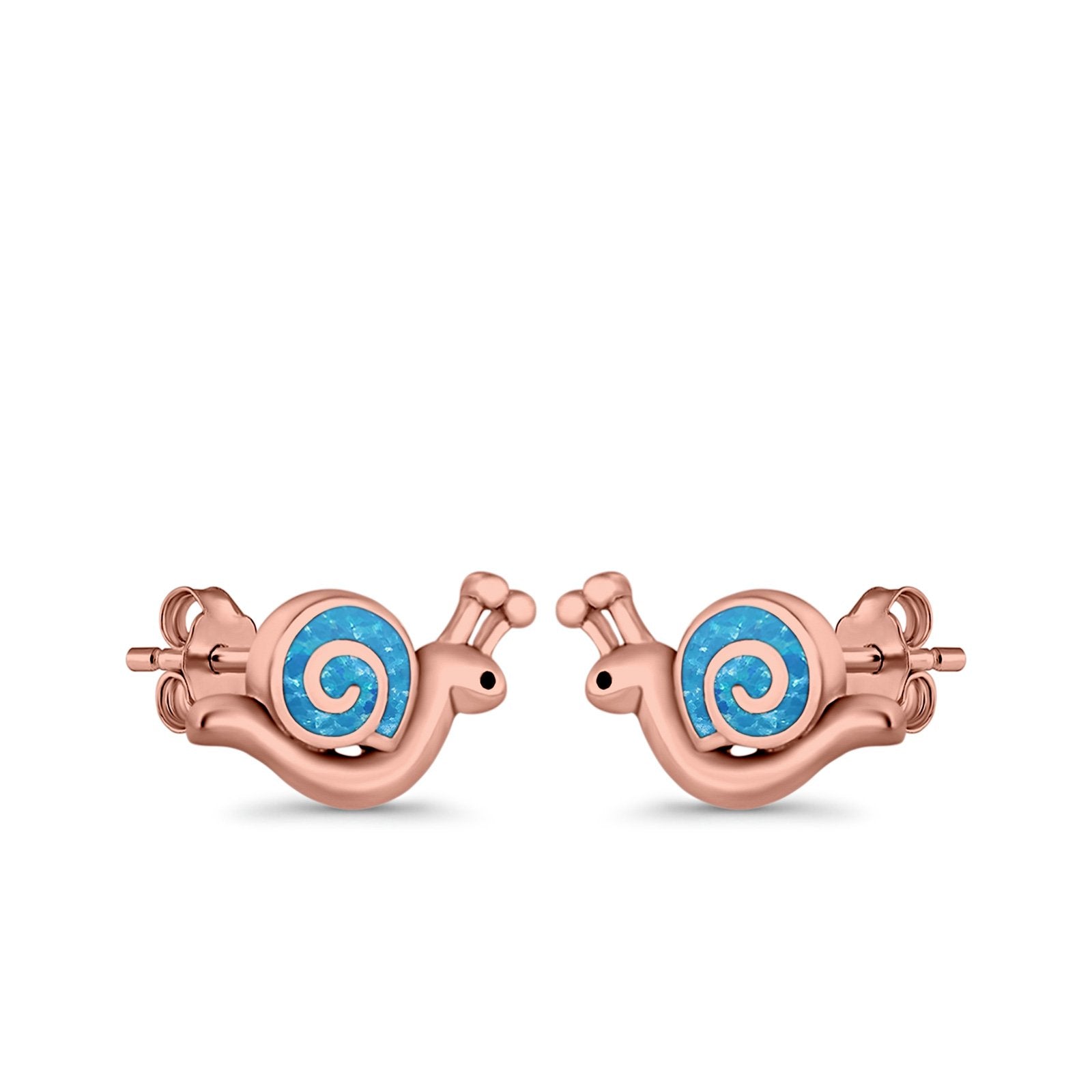 Swirl Snail Stud Earrings Lab Created Opal 925 Sterling Silver (9mm)