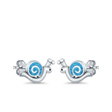 Swirl Snail Stud Earrings Lab Created Opal 925 Sterling Silver (9mm)