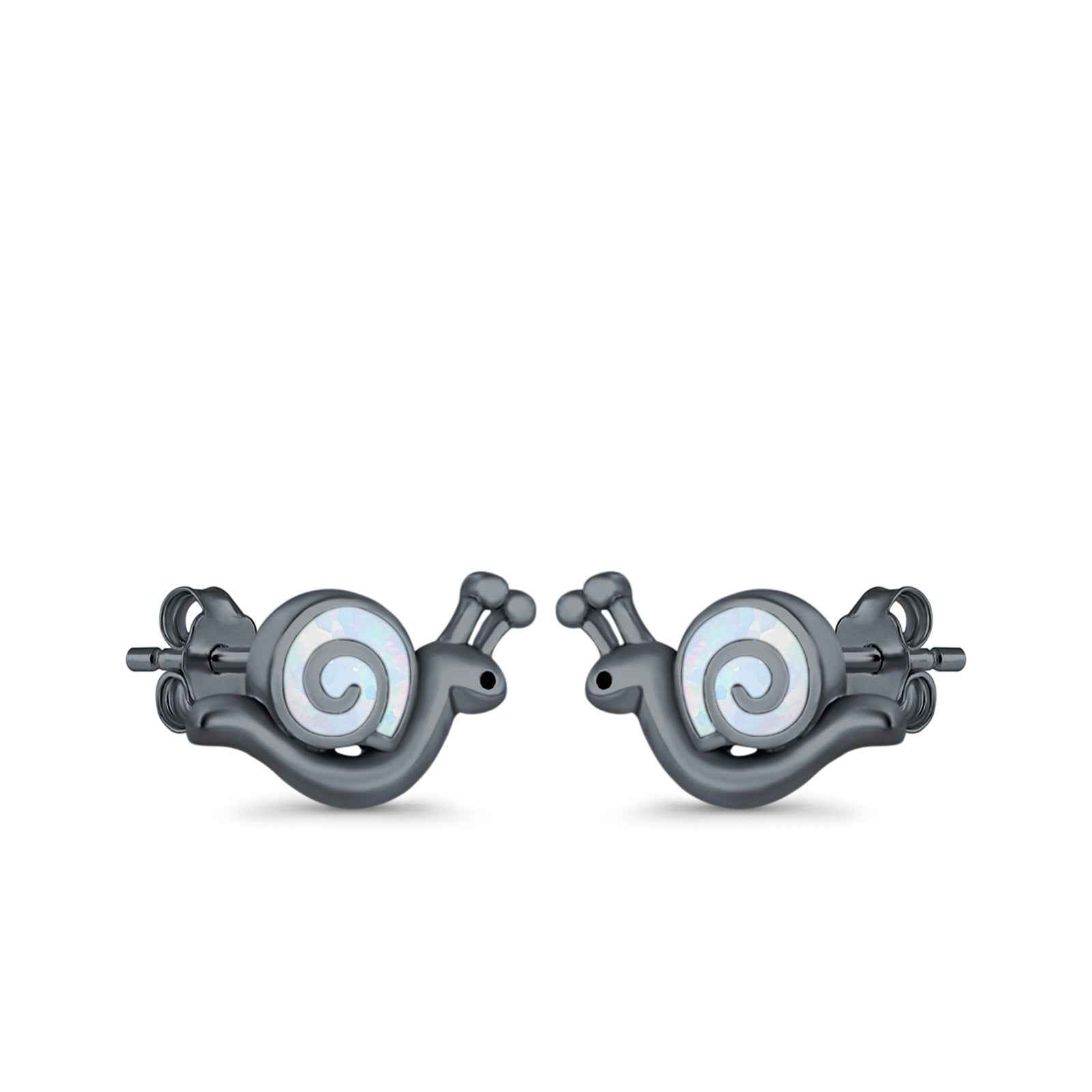 Swirl Snail Stud Earrings Lab Created Opal 925 Sterling Silver (9mm)