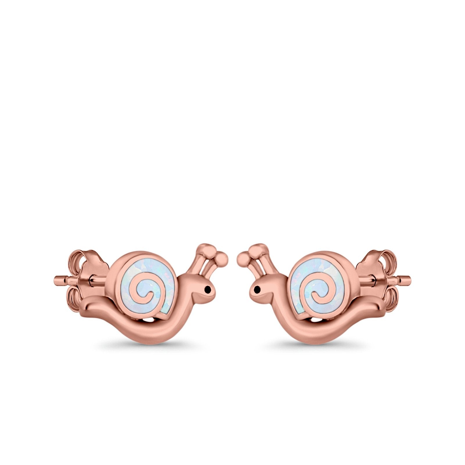 Swirl Snail Stud Earrings Lab Created Opal 925 Sterling Silver (9mm)