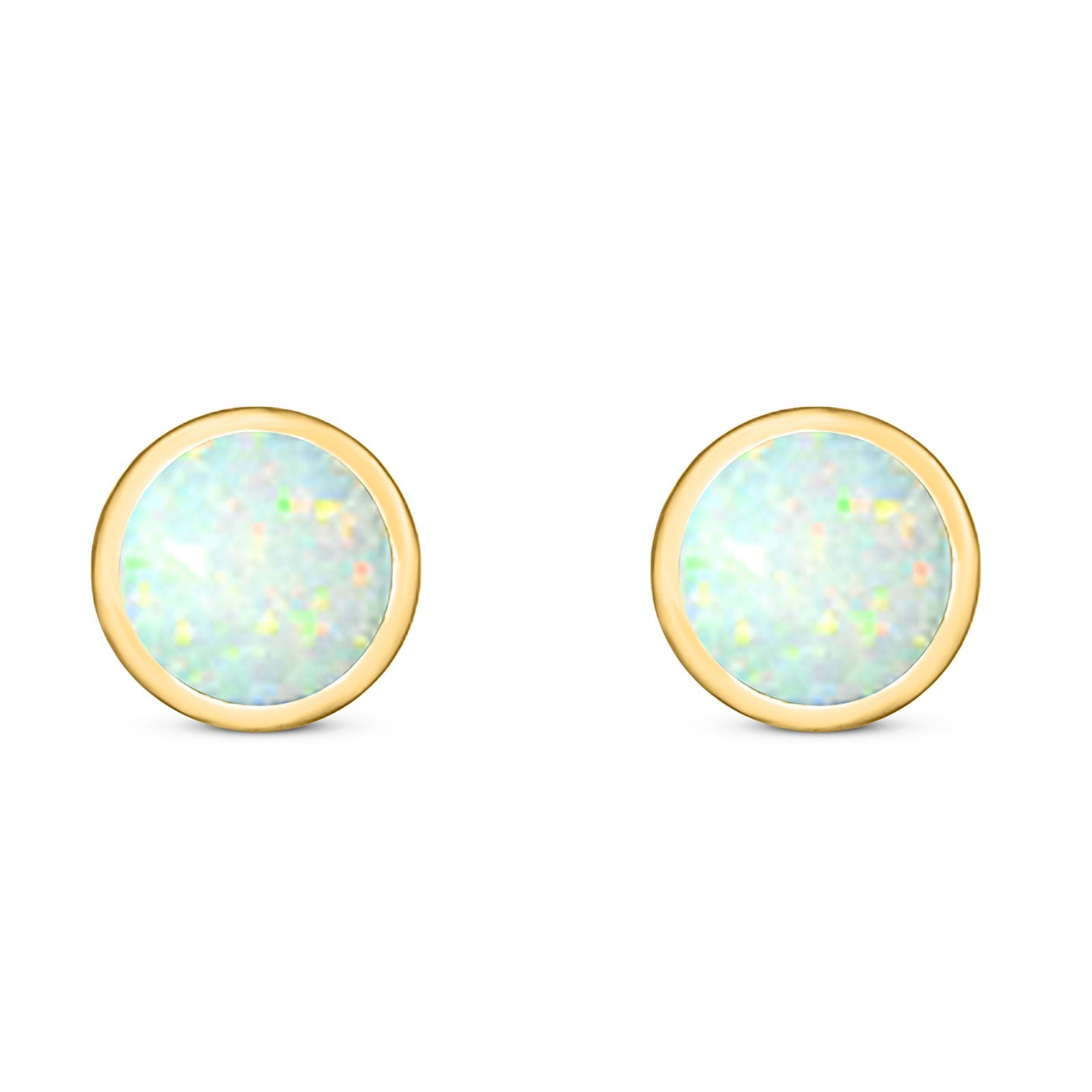 Round Stud Earring Created Opal Solid 925 Sterling Silver (4mm)